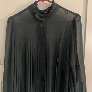 Banana Republic Factory Sheer Chiffon Ruffled Pleated Blouse